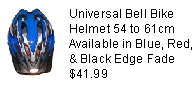 Universal Bell Bike Helmet, 54 to 61cm, red, blue, silver - black edge fade, $41.99